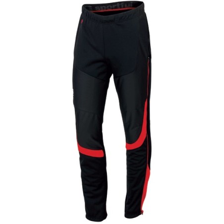 разминочные брюки Sportful Apex Evo WS Training Pant чёрные с красными вставками